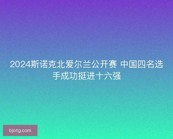 2024斯诺克北爱尔兰公开赛 中国四名选手成功挺进十六强