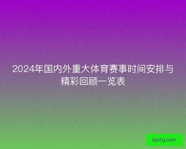 2024年国内外重大体育赛事时间安排与精彩回顾一览表